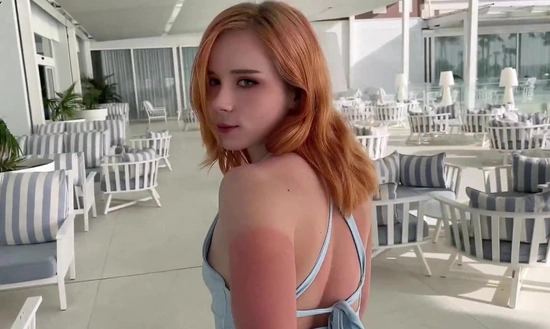 Рыжая русская милашка оказалась не против одноразового секса с незнакомцем!